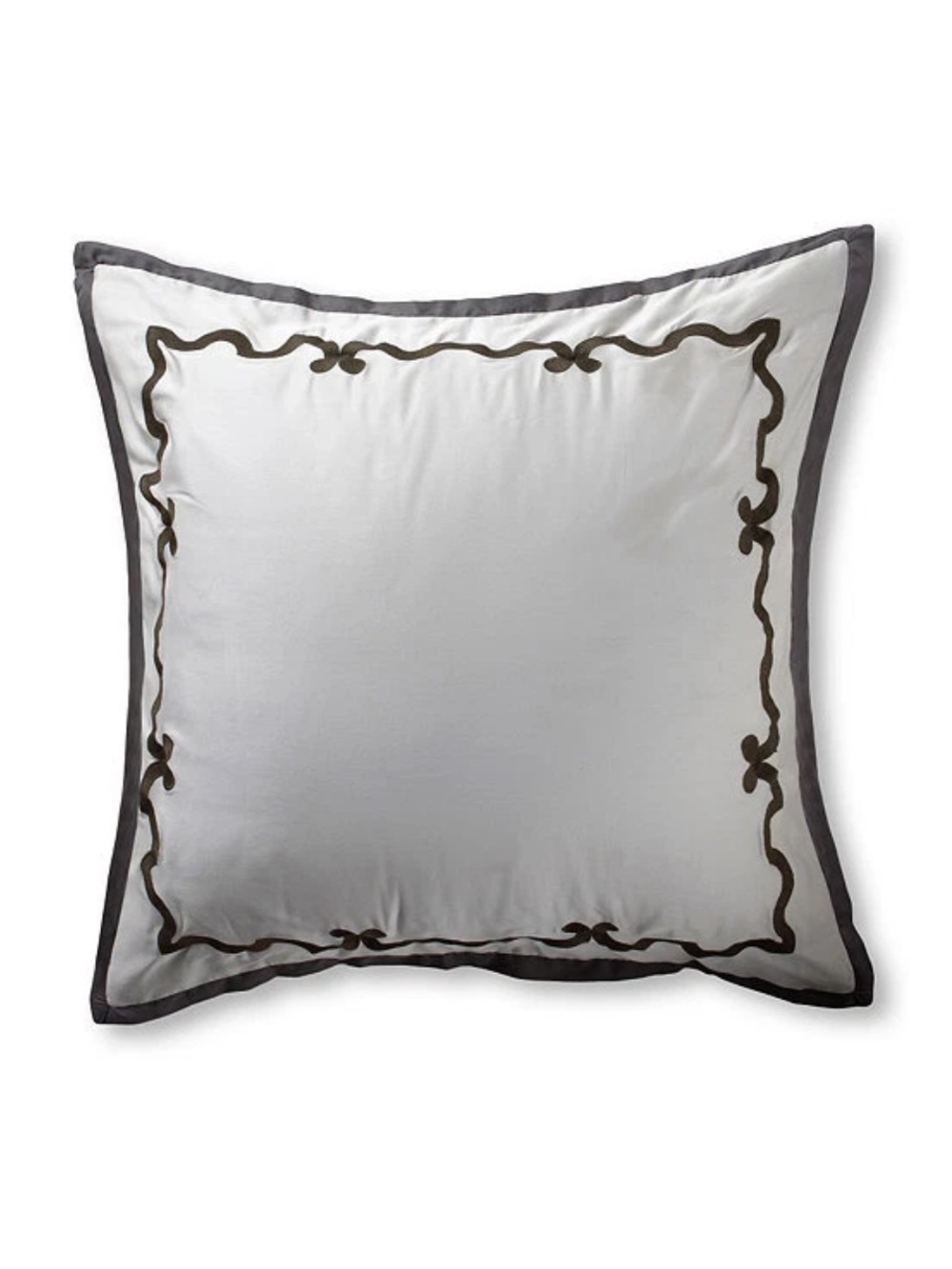 Vera Wang Embroidered Gray Euro Pillow Sham cover 100%cotton